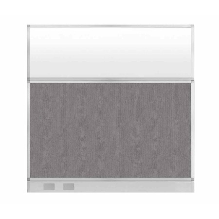 Versare Hush Panel Configurable Cubicle Partition 6' x 6' Slate Fabric Frosted Window w/ Cable Channel 1856346-3